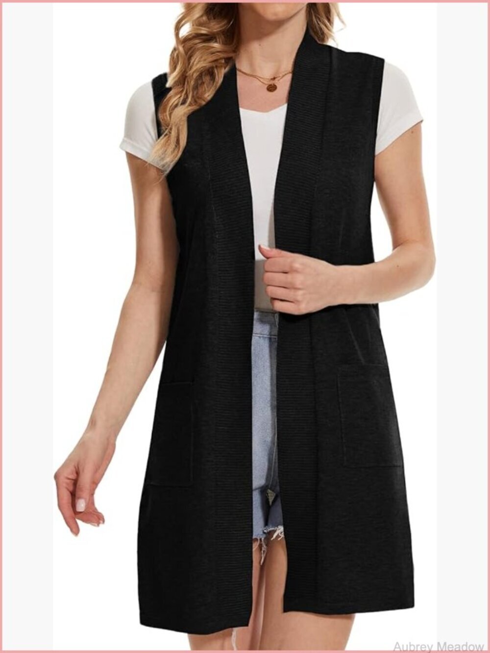 Sleeveless Cardigan Vest Jacket with Pockets for Women